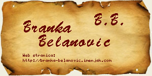 Branka Belanović vizit kartica